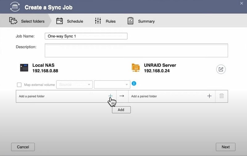hybrid backup sync configuring sync folders