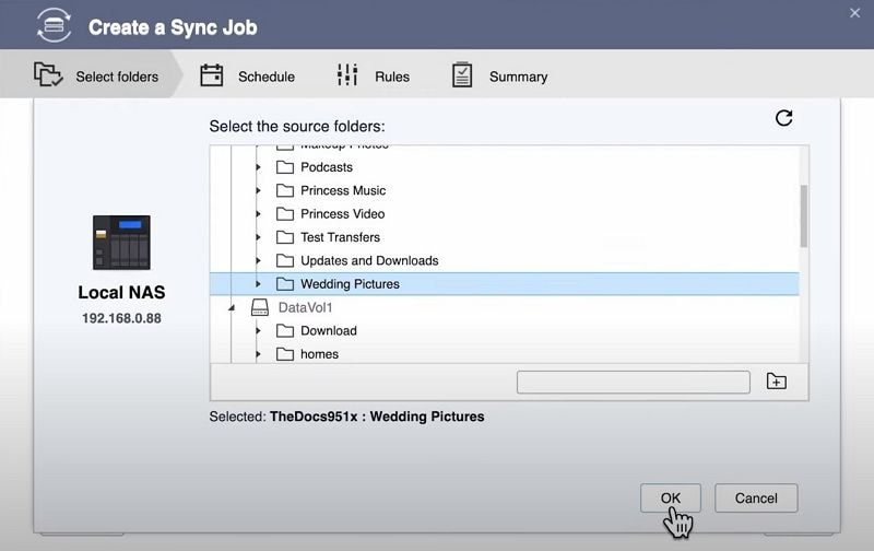 hybrid backup sync choosing sync folders