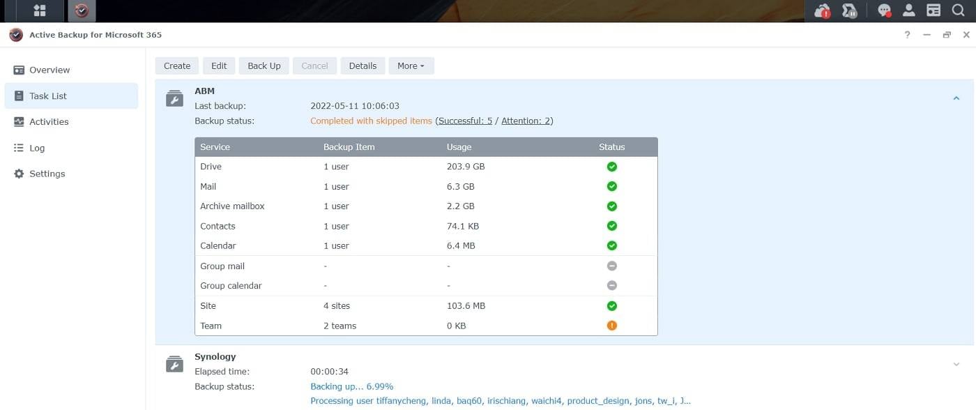 synology active backup office 365 