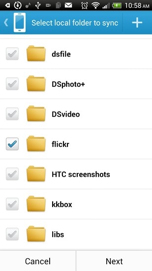 choose android folders for synology backup