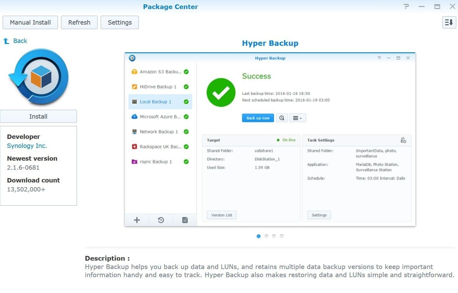 open the synology hyper backup tool
