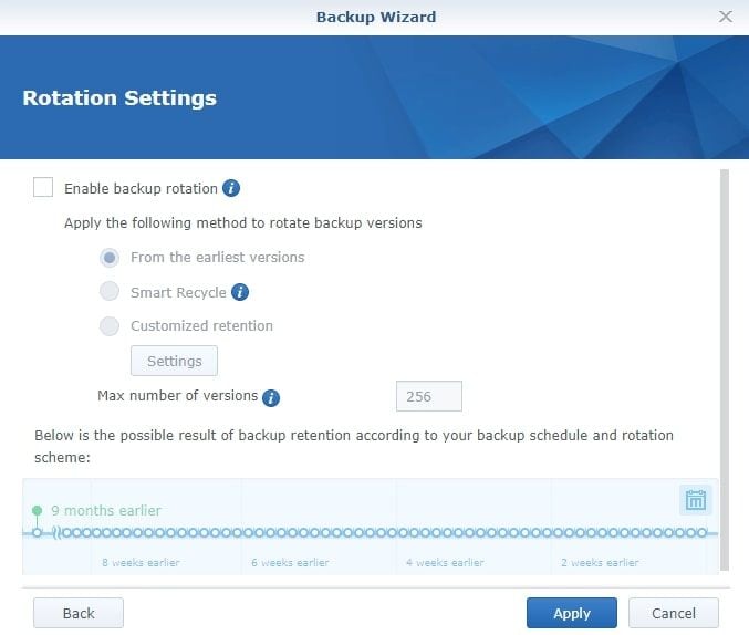 enable synology nas to azure backup rotations
