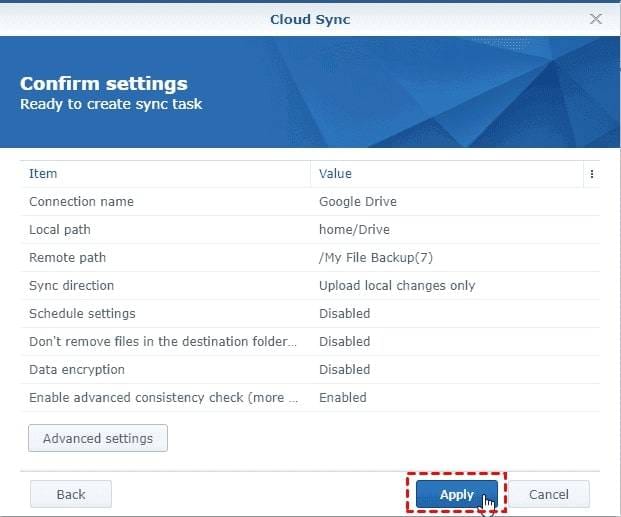 create the sync task