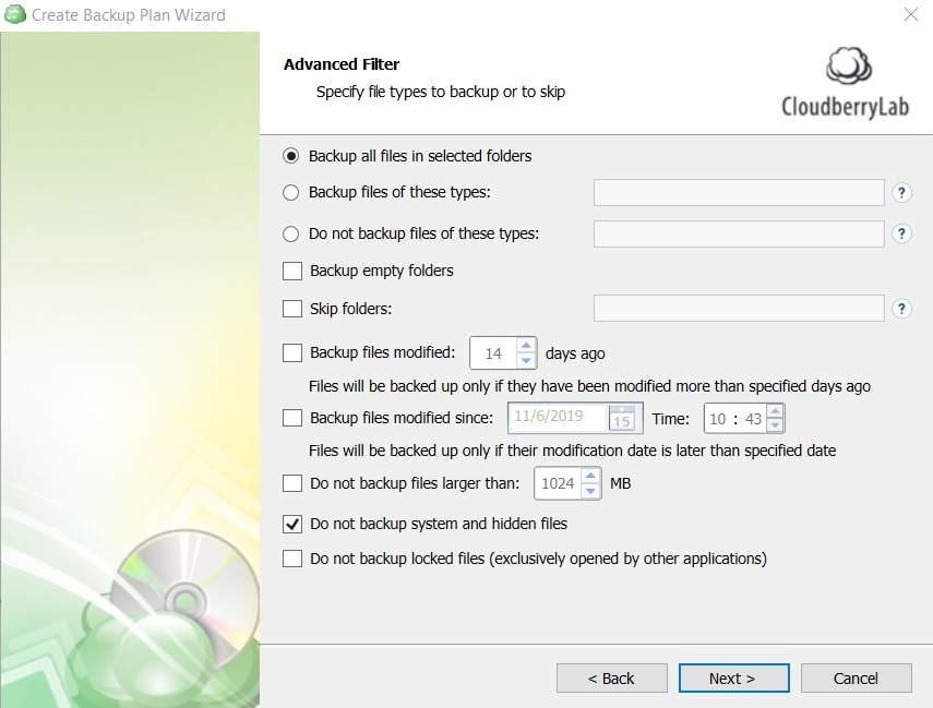 configuración de Filtro Avanzado