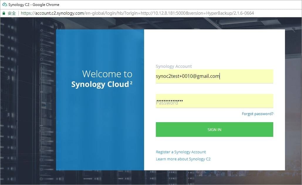 sign in to synology cloud