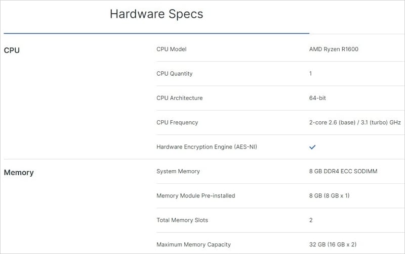 synology nas ds1522+ spec sheet