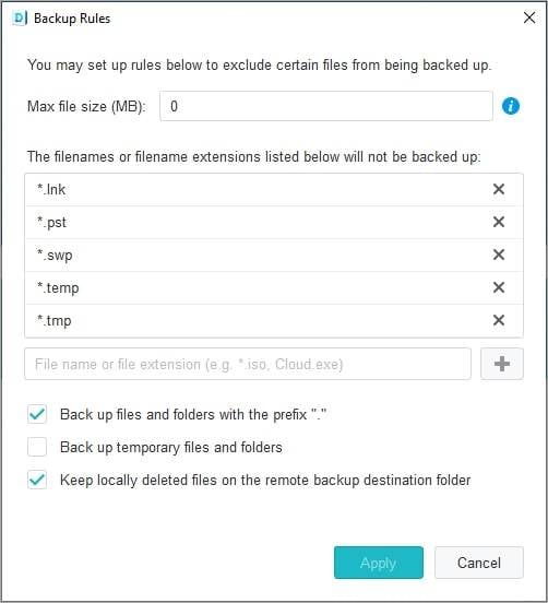 règles de sauvegarde synology drive