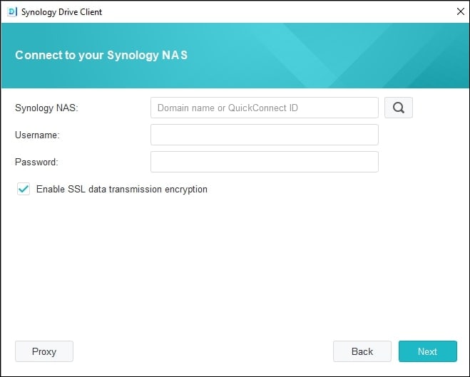 connexion nas pour la sauvegarde synology drive