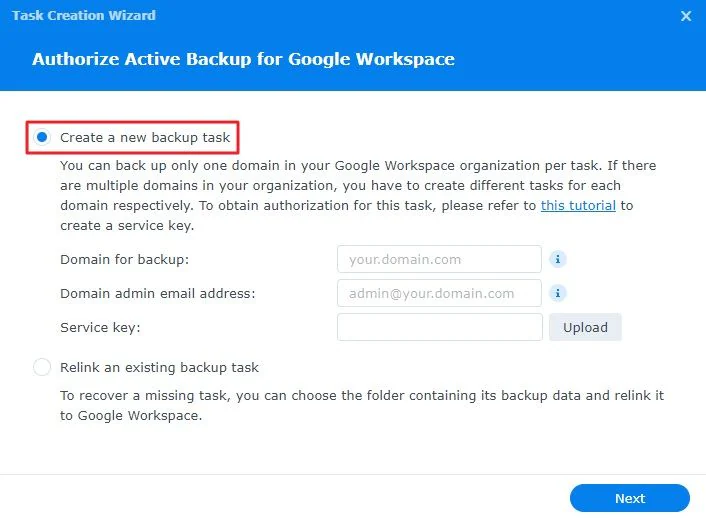 synology new backup task