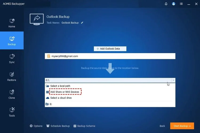 backup di gmail su synology nas