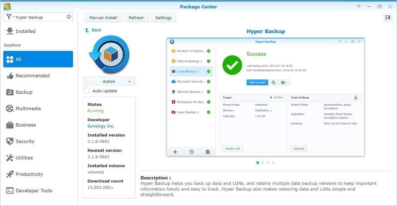 synology de hyper backup vers wasabi