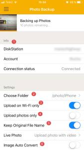 impostare il backup delle foto di iphone con synology