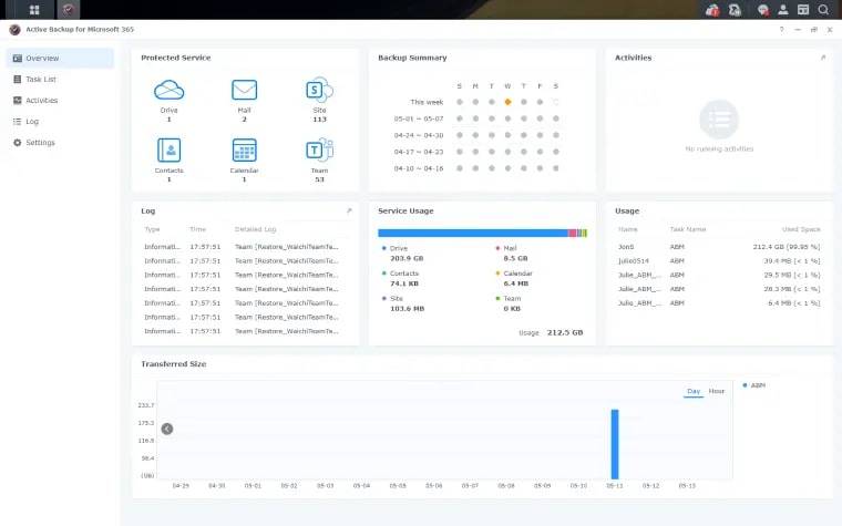 sauvegarde d'office 365 nas synology