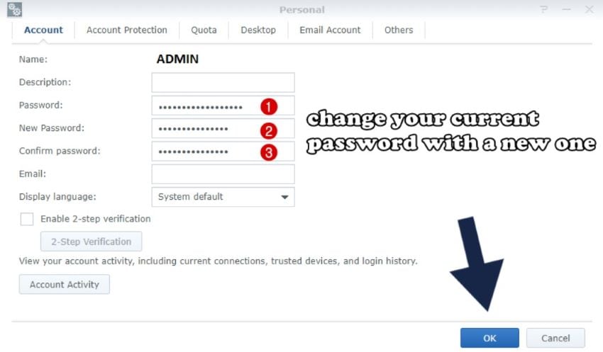 tulis password pada kolom yang tersedia