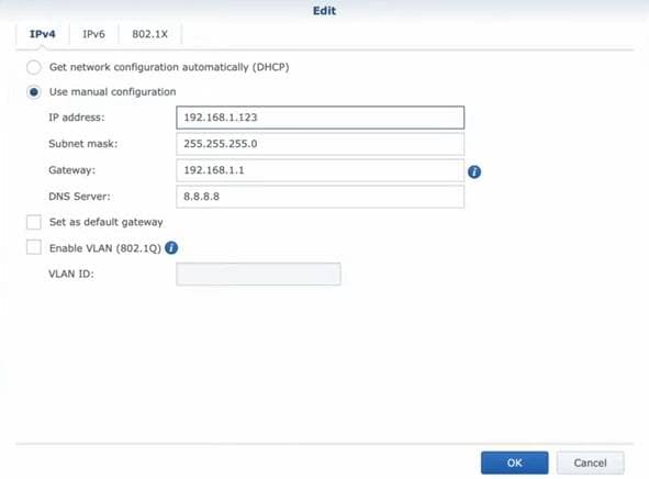 configure ip settings on synology nas