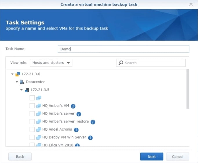 synology vmware backup task settings