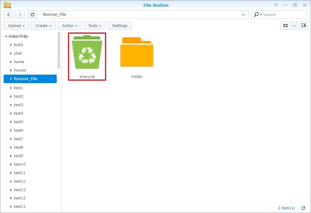 find deleted files in the synology recycle bin