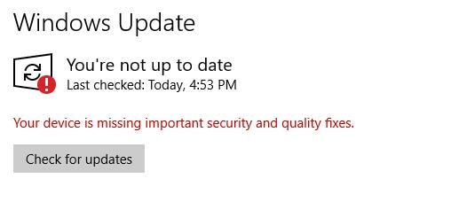 missing important windows security updates