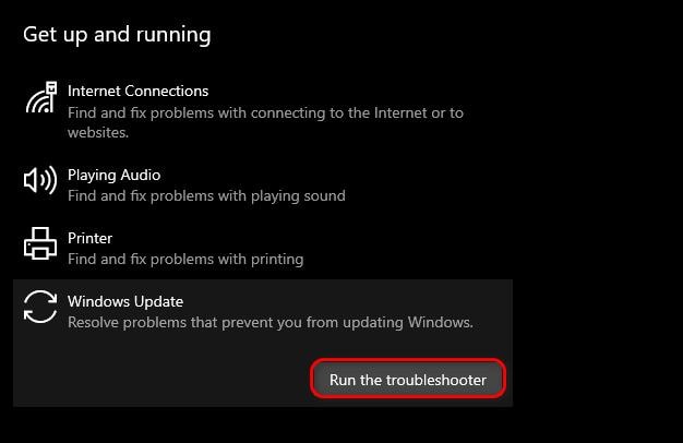 run the troubleshooter