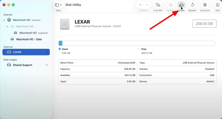 erase external drive