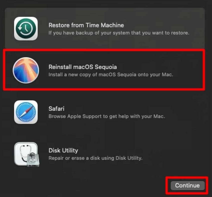 reinstall macos sequoia