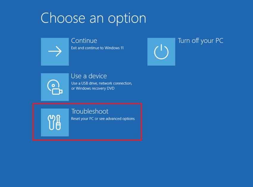 troubleshoot windows recovery environment