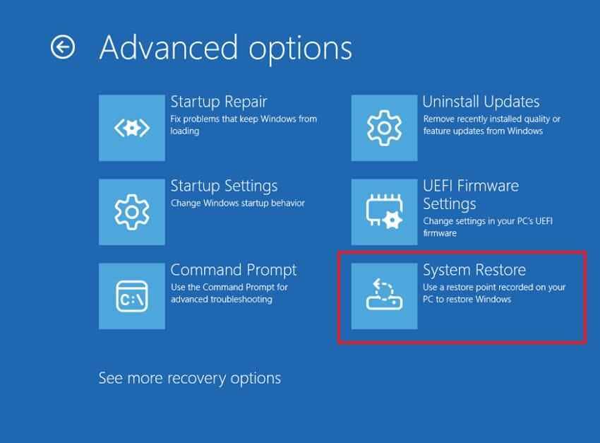 enter system restore winre