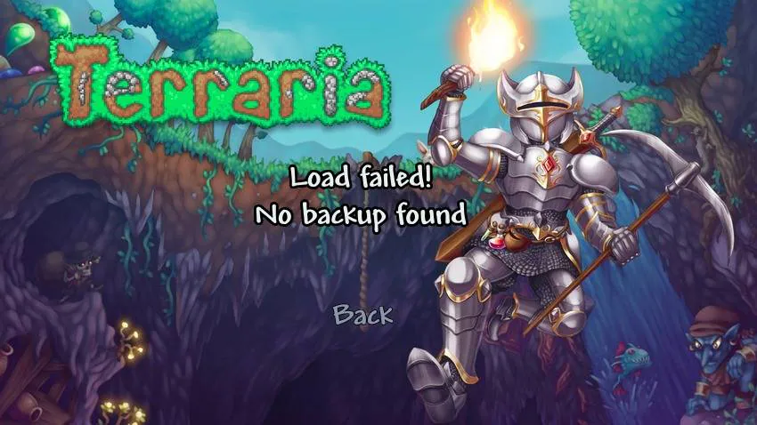 Cómo solucionar: Error de carga, no se ha encontrado copia de seguridad de Terraria