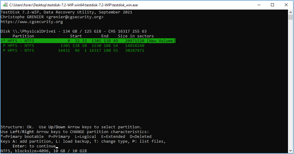 recuperación de datos en linux con testdisk