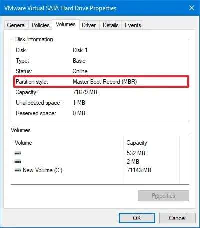 find the partition style in disk manager