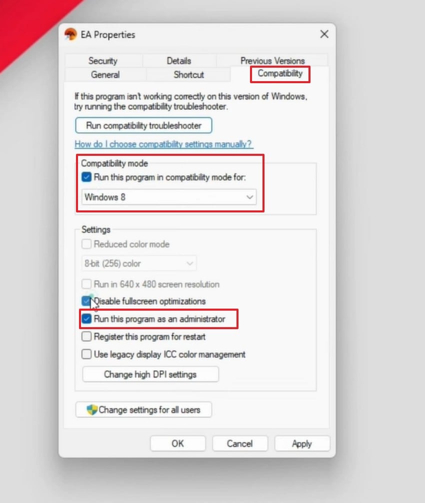 enable admin compatibility mode