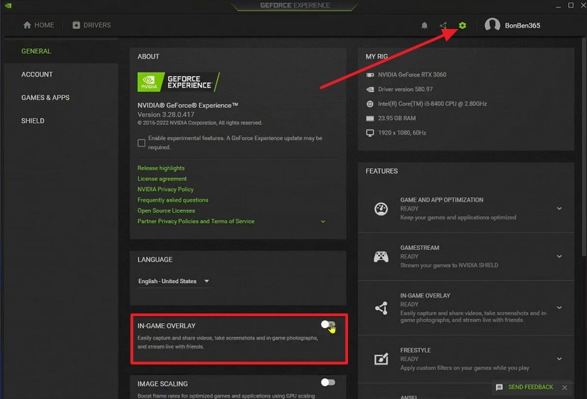 disable geforce game overlay