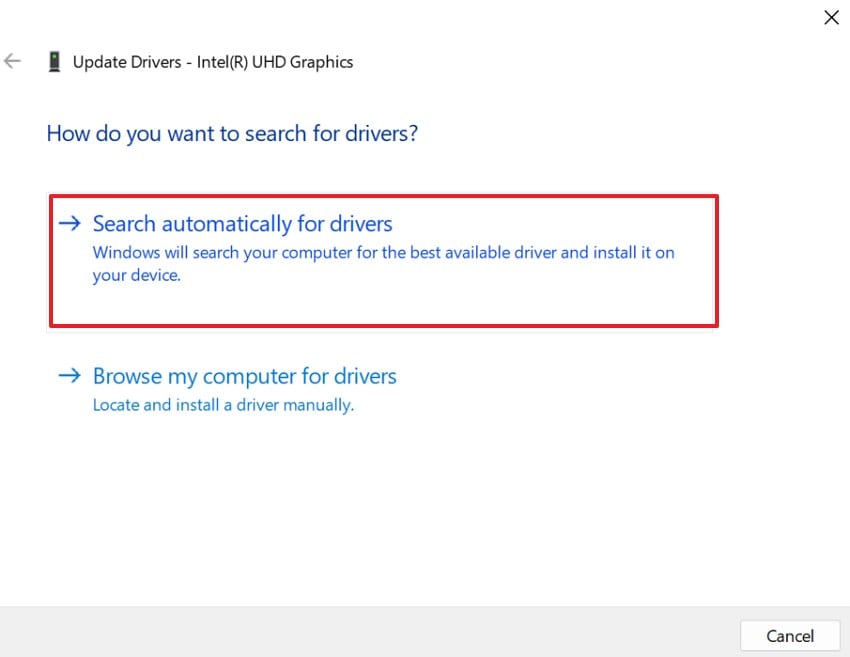 search automatically for drivers