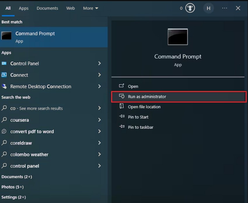 access the command prompt