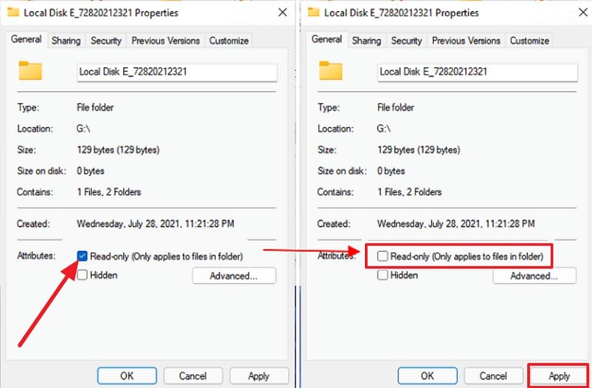 click on the apply button