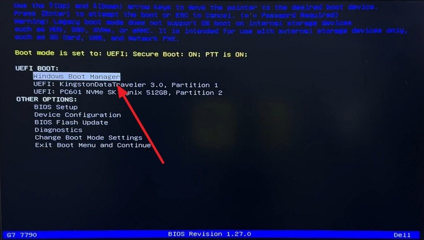 enter bios choose usb drive