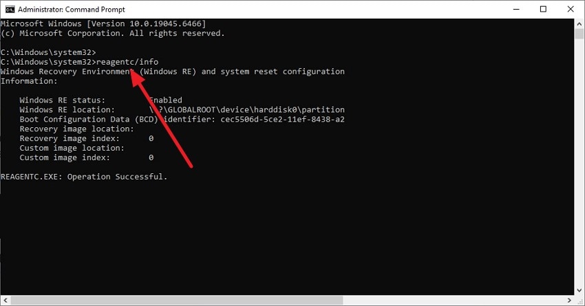 check winre current status