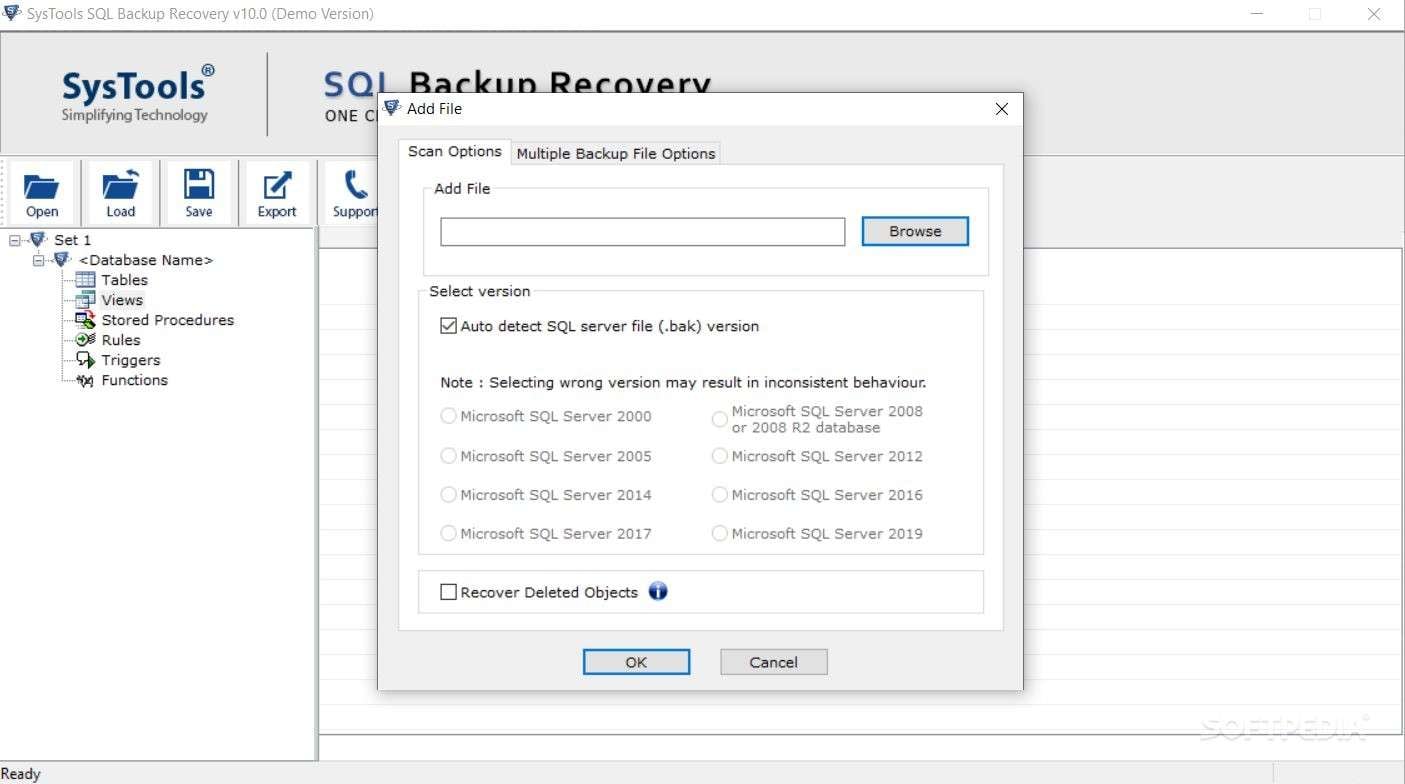 systools sql bak file recovery app