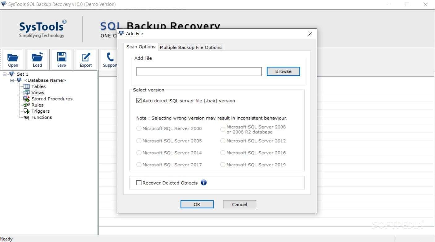 App per il recupero file systools sql bak