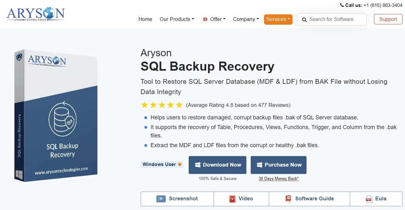 aryson sql backup recovery application