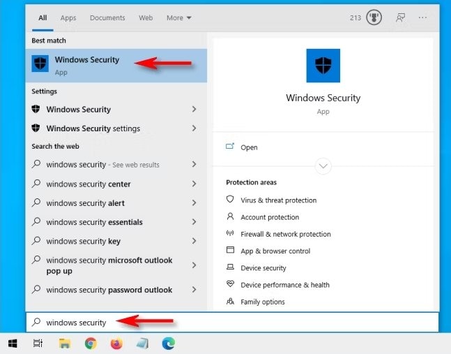 Windows Security unter Windows 10 öffnen