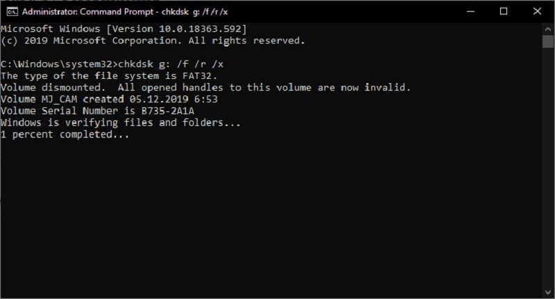 fix your toshiba drive problem with chkdsk command in cmd