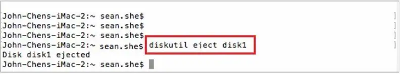 Befehl diskutil eject disk x