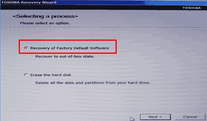 doing factory reset without toshiba recovery disk