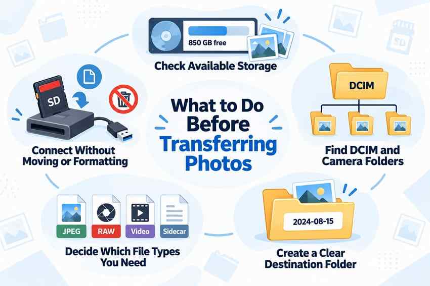 prepare sd card photo transfer