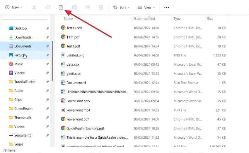 paste photos into windows folder