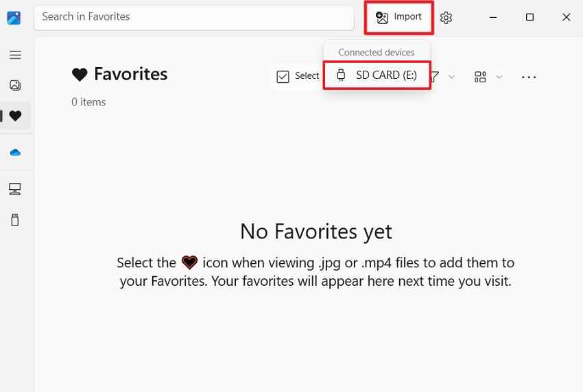 choose sd card in photos