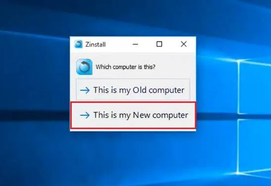 configure o zinstall winwin no computador novo