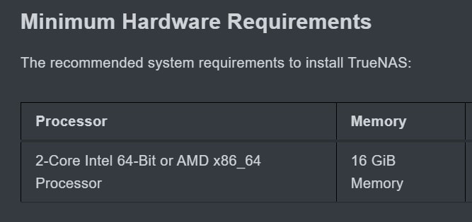 truenas raspberry pi minimum hardware requirements