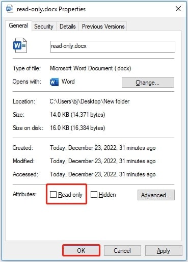 disable read only for the document